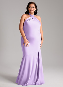 Azazie Lorena Bridesmaid Dresses Lilac Mermaid Pleated Stretch Satin Dress image9