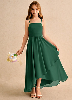 Azazie Twilight Dance Girls Formal Blumenmädchenkleider A-Linie Plissee Chiffon Kleid Dunkelgrün image1