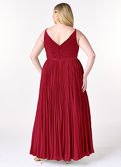 Azazie Raychelle Bridesmaid Dresses Scarlet A-Line V-Neck Chiffon Dress image8