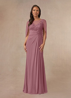 Azazie Hera Mother of the Bride Dresses Vintage Mauve A-Line Lace Capelet Chiffon Dress image1