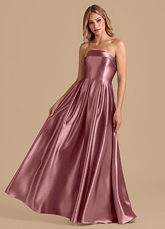 Azazie Lucienne Bridesmaid Dresses Vintage Mauve A-Line Pleated Metallic Satin Dress image1