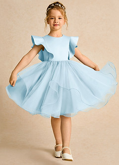 Azazie Chirp Robe Demoiselle D'honneur Fillette Robe Princesse en Tulle Bleu Ciel image3