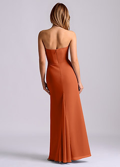 Azazie Debby Bridesmaid Dresses Burnt Orange Mermaid Strapless Chiffon Dress image2