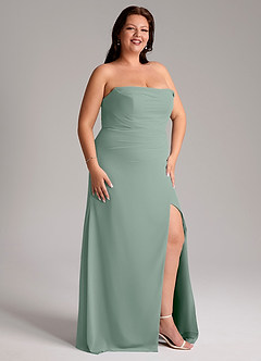 Azazie Leonis Bridesmaid Dresses Silver Sage Sheath Strapless Chiffon Convertible Dress image7