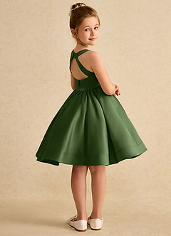 Azazie Julietta Flower Girl Dresses Olive Ball-Gown Convertible Tulle Dress image8