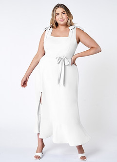 Love Of Romance White Tie-Straps Ruffled Midi Dress image9