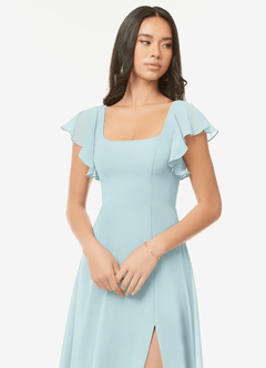 Azazie Bondi Bridesmaid Dresses Mist A-Line Ruffled Chiffon Dress image6