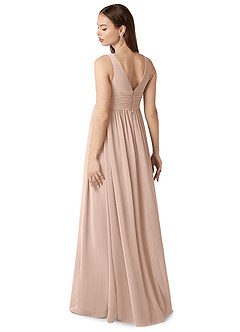 Azazie Yetta Maternity Bridesmaid Dresses A-Line V-Neck Gathered Chiffon Floor-Length Dress image5