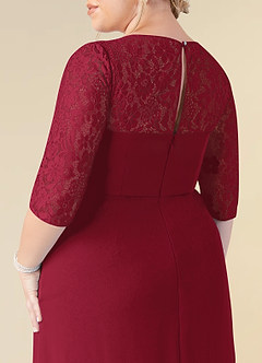 Azazie Leonine Mother of the Bride Dresses Burgundy A-Line Scoop lace Chiffon Dress image13