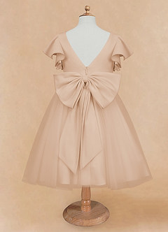Azazie Kaeya Flower Girl Dresses English Rose A-Line Bow Tulle Dress image6