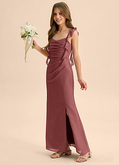 Azazie Jessamine Junior Amethyst Mermaid Sweetheart Neckline Chiffon Dress image6