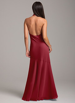 Azazie Lorena Bridesmaid Dresses Pomegranate Mermaid Pleated Chiffon Dress image7