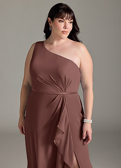 Azazie Liza Abiti da Damigella Abito Sirena in Chiffon Monospalla Espresso image10