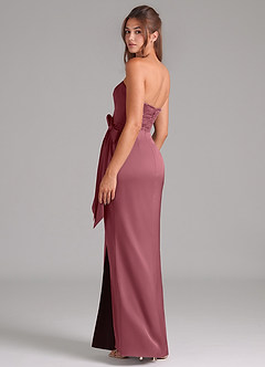 Azazie Jamie Vestidos de damas de honor Vestido de Rosa Del Desierto de Satén Elástico de Corte en A Convertible con Sin tirantes image5