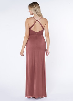 Azazie Kalea Final Sale Desert Rose Mermaid Pleated Mesh Dress image2