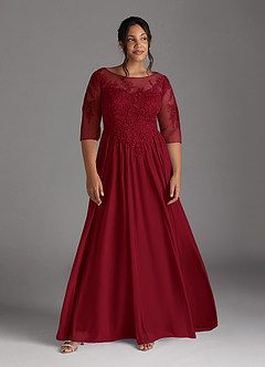 Azazie Harriet Mother of the Bride Dresses Burgundy A-Line Scoop lace Mesh Dress image9