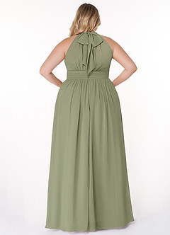 Azazie Iman Brautjungfernkleider A-Linie A-Linie Gerüscht Chiffon Kleid Pistazie image9