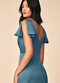 Azazie Soren Bridesmaid Dresses Bermuda A-Line Pleated Stretch Satin Dress image5