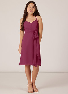 Azazie Doll Junior A-Linie Schleifen Chiffon Kleid Amethyst image1