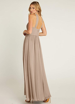 Azazie Jacey Final Sale Taupe A-Line Pleated Chiffon Dress image7