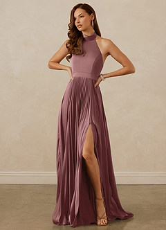 Christian Siriano Bridal for Azazie 1007 Bridesmaid Dresses Vintage Mauve A-Line Pleated Stretch Satin Dress image4