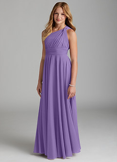Azazie Charlize Junior Tahiti A-Line Mesh Dress image3