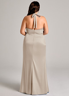 Azazie Valerie Suknie dla druhen Syrena Pofałdowany Satyna elastyczna Do ziemi Sukienka image12