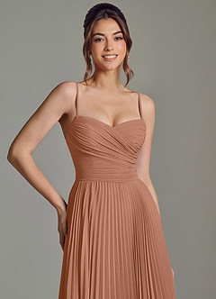 Azazie Catie Brautjungfernkleider A-Linie Herzausschnitt Chiffon Kleid Bronzer image2