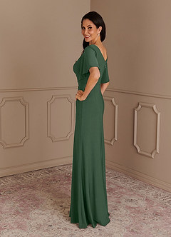 Azazie Louanne Mother of the Bride Dresses Eucalyptus Mermaid Boatneck Pleated Luxe Knit Dress image3