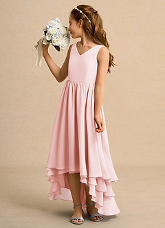 Azazie Kitten Girl Jurken voor bloemenmeisjes A-Lijn Jurk van Chiffon Blozend Roze image5