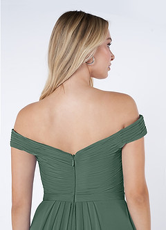 Azazie Audrianna Bridesmaid Dresses Sea Moss A-Line Off-The-Shoulder Gathered Chiffon Convertible Dress image6