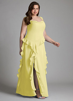 Azazie Sloane Bridesmaid Dresses Lemon Sorbet A-Line Sweetheart Neckline Chiffon Dress image10