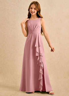 Azazie Chibi Girls Formal Flower Girl Dresses Dusty Rose A-Line Pleated Chiffon Dress image4