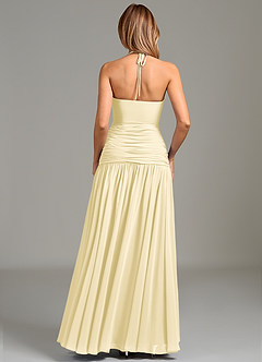 Azazie Vashti Bridesmaid Dresses Lemon Sorbet A-Line Chiffon Dress image2