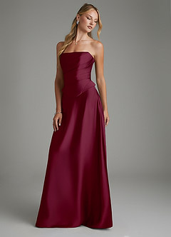 Azazie Amina Robes de demoiselle d'honneur Robe Trapèze en Satin extensible Corset Mûre image7