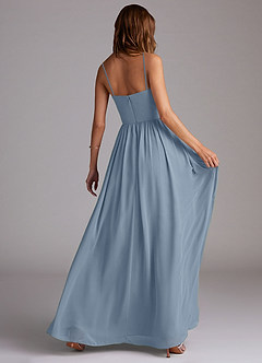 Azazie Calianna Bridesmaid Dresses Dusty Blue A-Line Off the Shoulder Chiffon Convertible Dress image6