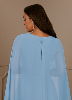 Azazie Isa Mère de la mariée Robes Robe Trapèze en Mousseline de soie Col V plissé Poudre Bleue image6