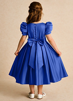 Azazie Miriam Abiti da Ragazza di Fiori Abito Principessa in Raso Opaco Plissettato Blu Reale image1
