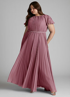 Azazie Kara Modest Bridesmaid Dresses A-Line Pleated Chiffon Floor-Length Dress image12