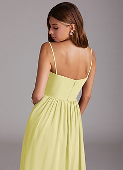 Azazie Calianna Jurken voor bruidsmeisjes Converteerbaar Jurk van Chiffon met A-Lijn Off the Shoulder Citroensorbet image8