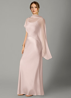 Azazie Jaleesa Morsiusneito Mekot A-linja Korkea kaulus Joustava satiini Lattian pituus Pukeutua image4