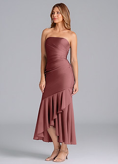 Azazie Danie Bridesmaid Dresses Amethyst Sheath Strapless Chiffon Dress image4