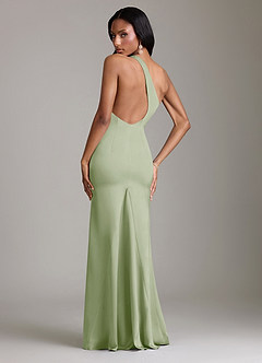 Azazie Voni Robes de demoiselle d'honneur Robe Sirène en Satin extensible Une épaule Vert Sauge image2