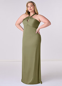 Barbie ♥ Azazie Bridesmaid Dresses Pistachio Sheath Stretch Satin Dress image9