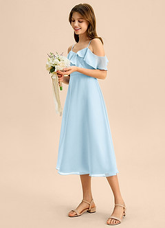 Azazie Kamilla Junior Klä av A-Line i Chiffong Av axeln image3