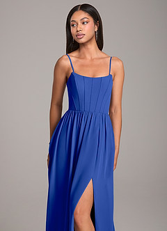 Azazie Kailee Bridesmaid Dresses Royal Blue A-Line with Pockets Chiffon Dress image2