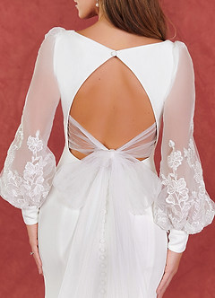 Azazie Yunifer Wedding Dresses Mermaid V-Neck lace Stretch Crepe Chapel Train Dress image8
