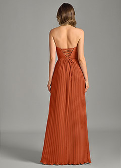 Azazie Becka Bridesmaid Dresses Burnt Orange A-Line Strapless Chiffon Dress image2