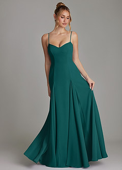 Azazie Imani Bridesmaid Dresses Peacock A-Line Sweetheart Neckline Chiffon Dress image4