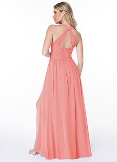 Azazie Jaclyn Brautjungfernkleider A-Linie Plissee Chiffon Kleid Koralle image6